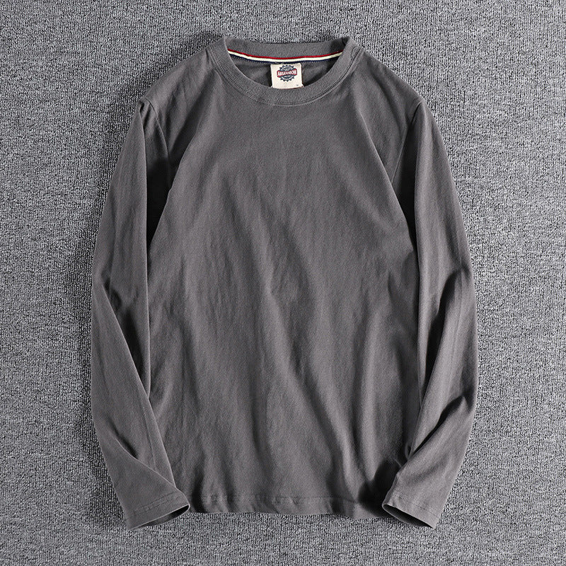 Solid-color Washed Pullover Base Shirt