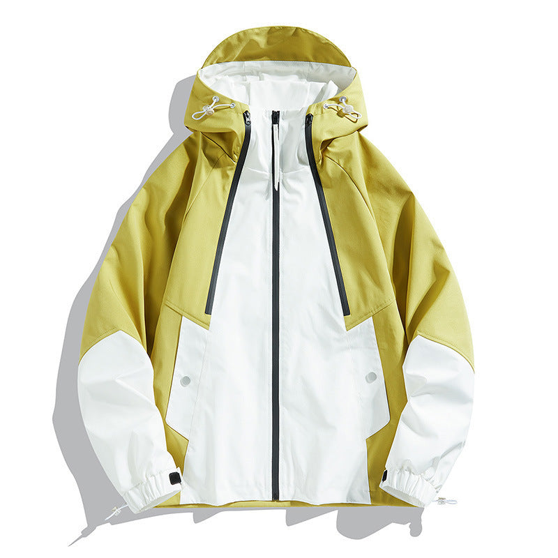 Mens SpringAutumn Outdoor Windproof And Waterproof Loose Casual Color-Block Bomber Jacket For Couples