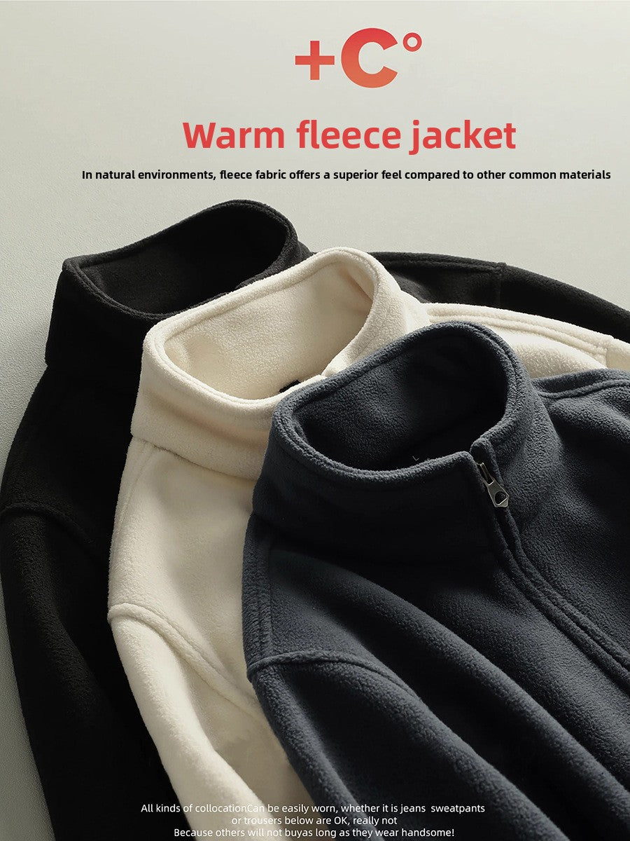 Mens Fleece Stand Collar Jacket