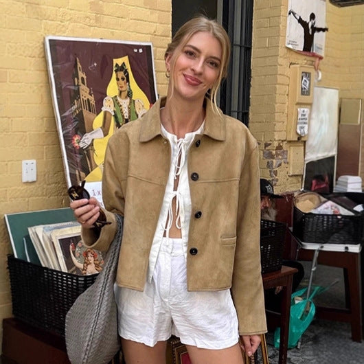 European And American Fashion Old Money Style Suede Coat For Women