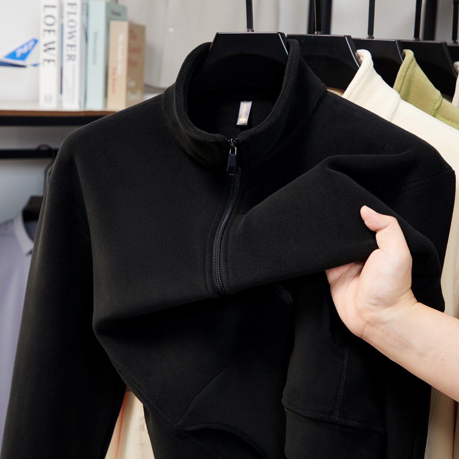 Mens Fleece Stand Collar Jacket