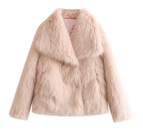 Womens Faux Fur Coat Square Collar Long Sleeve Winter Jacket