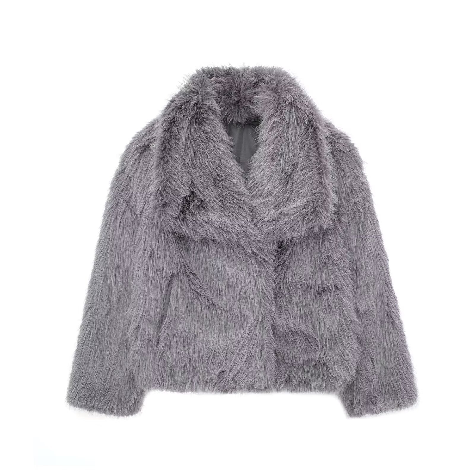 Womens Faux Fur Coat Square Collar Long Sleeve Winter Jacket