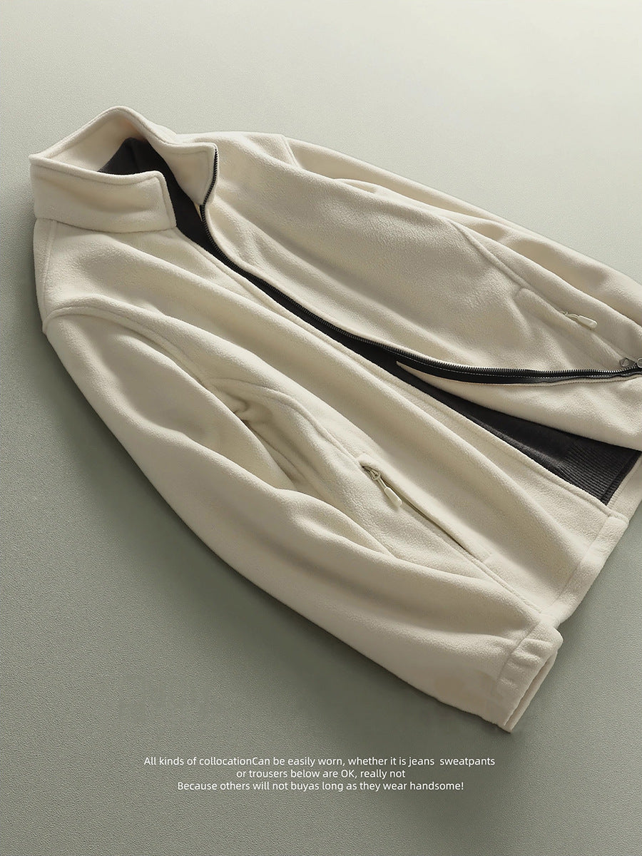 Mens Fleece Stand Collar Jacket