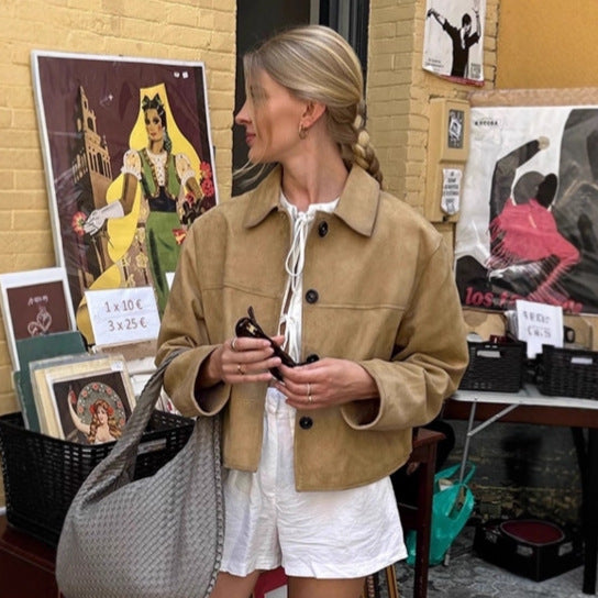 European And American Fashion Old Money Style Suede Coat For Women