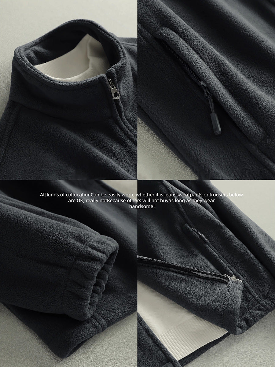 Mens Fleece Stand Collar Jacket