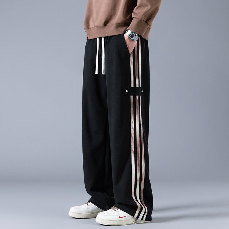Mens Three-Stripe Sweatpants Spring American High-Street Style Joggers