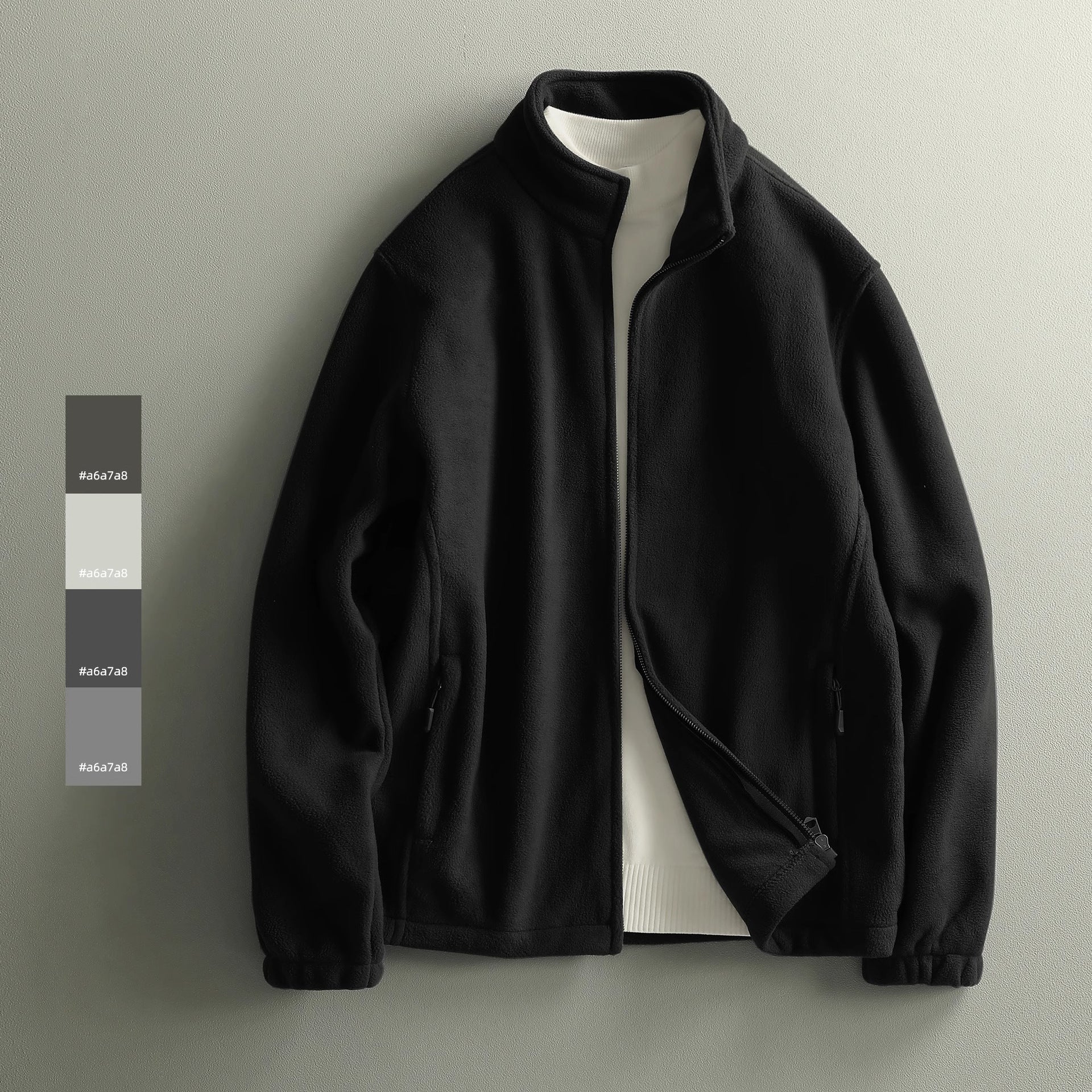 Mens Fleece Stand Collar Jacket