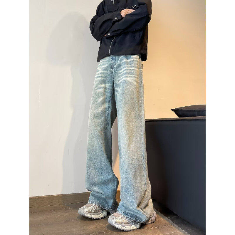 Light blue wide-leg jeans