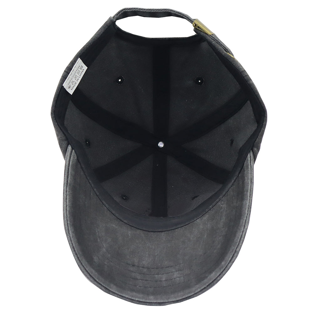 I FIX Black Hat For Men Women, Adjustable Embroidered Wash Cotton Baseball Cap