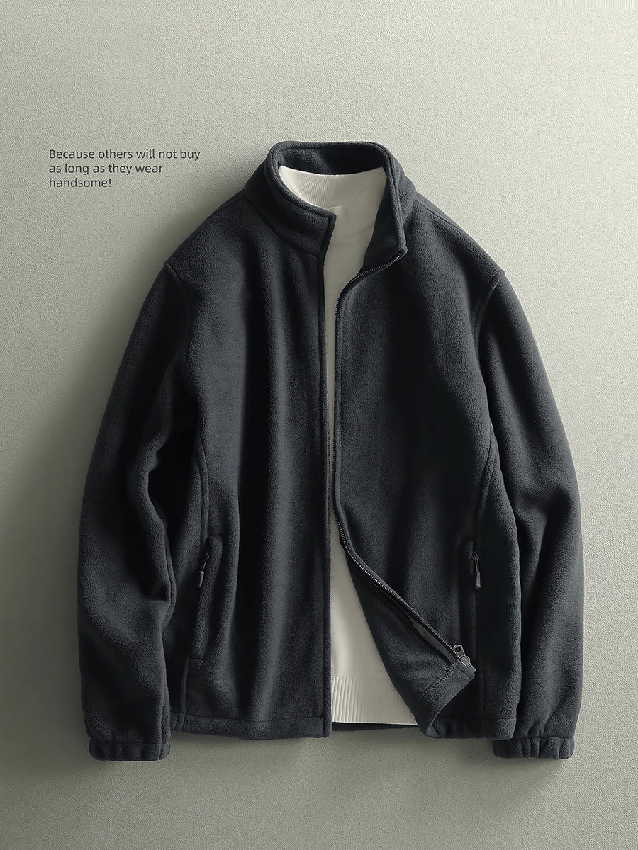 Mens Fleece Stand Collar Jacket