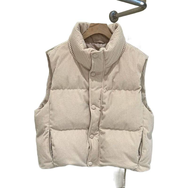 Womens Stylish Short Vest With A Stand-up Collar