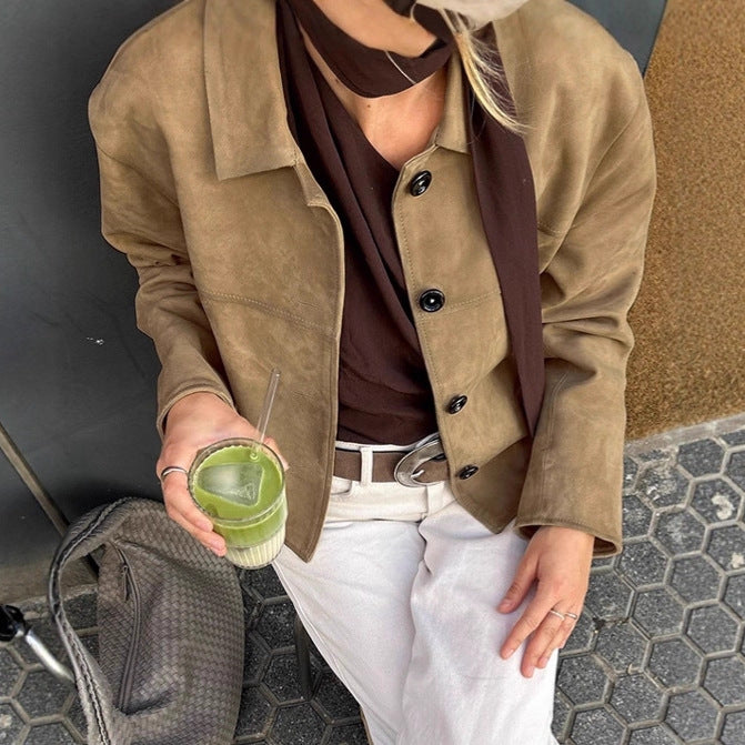 European And American Fashion Old Money Style Suede Coat For Women